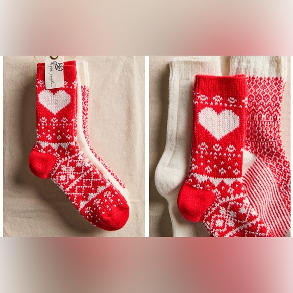 Free People Accessories - NWT Free People Nordic Knit Sock Bundle - red combo - One Size / ALL